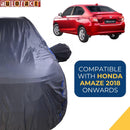 Gray fitted car body cover with mirror pockets protecting a Honda Amaze compatible Amaze New Model Car Cover  Waterproof