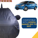 Gray car cover for Honda Amaze old model with mirror pockets Amaze Old Model Car Cover  Waterproof 2011 to 2017