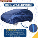 Blue 100 percent waterproof Maruti Baleno Car Cover with additional piping to prevent leakage