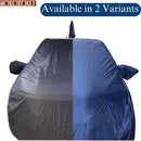Maruti Baleno Car Cover in black and blue variants protecting the car body completely