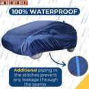 Tata Punch Car Cover Waterproof in navy blue with reinforced stitching to prevent water leakage