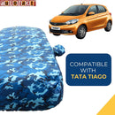 Tiago Car Cover Waterproof blue camouflage car body cover fitted on Tata Tiago with mirror pockets