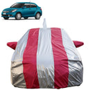 Swift Car Cover Waterproof for Maruti Swift Dzire 2012 to 2016 silver and red striped full body cover with mirror pockets
