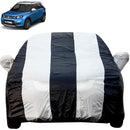Brezza Car Cover Waterproof with black and white stripes designed for Maruti Brezza SUV protection