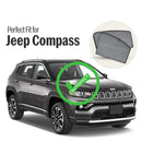 Autofact Vehicle specific Z Black Sunshades for Jeep Compass – UV Protection, Privacy & Heat Control (Set of 4)