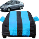 Blue and black striped City Zx Car Cover Waterproof for Honda City Zx with mirror pockets and full body protection