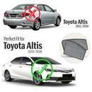 Autofact Vehicle specific Z Black Sunshades for Toyota Corolla Altis (2015-2018) – UV Protection, Privacy & Heat Control (Set of 4)
