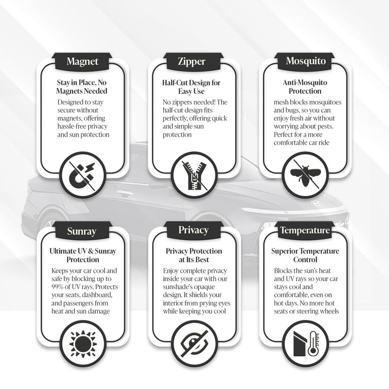 Autofact Vehicle specific Z Black Sunshades for Skoda Slavia – UV Protection, Privacy & Heat Control (Set of 4)