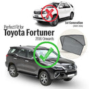 Autofact Vehicle specific Z Black Sunshades for Toyota Fortuner (2016-2025) – UV Protection, Privacy & Heat Control (Set of 4)