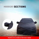 Maruti Fronx covered with black Fronx Car Cover Waterproof highlighting mirror sections and tailored fit