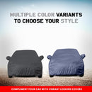 Maruti Fronx Car Body Cover showing two cars covered in gray and blue Fronx Car Cover Waterproof