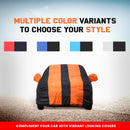 Honda City Idtech Car Cover Waterproof orange and black striped body cover on car with color swatches