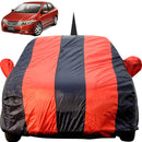 Honda City Ivtech Car Cover Waterproof red and black striped full body cover with mirror pockets fitted on Honda City