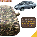 Honda City Zx Car Cover Waterproof camouflage full car cover draped over silver Honda City Zx sedan compatible 2004 to 2008