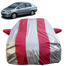 Honda City Zx Car Cover Waterproof full body red and silver striped cover with mirror pockets