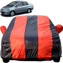 Honda City Zx  Waterproof red and black striped car body cover fitted over sedan with mirror pockets