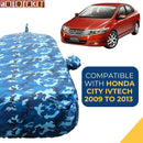 Blue camouflage Honda Ivtech Car Cover Waterproof for Honda City Ivtech 2009 to 2013 models
