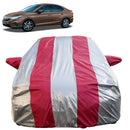 Honda New City Car Cover Waterproof full silver and red striped body cover on sedan with mirror pockets