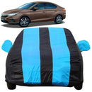 Honda New City Car Waterproof black and blue striped car body cover with mirror pockets and full protection