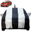 Honda City Ivtech Car Cover Waterproof full black and white striped body cover with mirror pockets and antenna slot