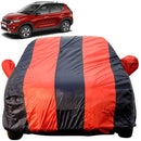 Kia Sonet Car Cover Waterproof red and black striped full car body cover with mirror pockets and water resistant fabric