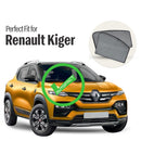 Autofact Vehicle specific Z Black Sunshades for Renault Kiger – UV Protection, Privacy & Heat Control (Set of 4)