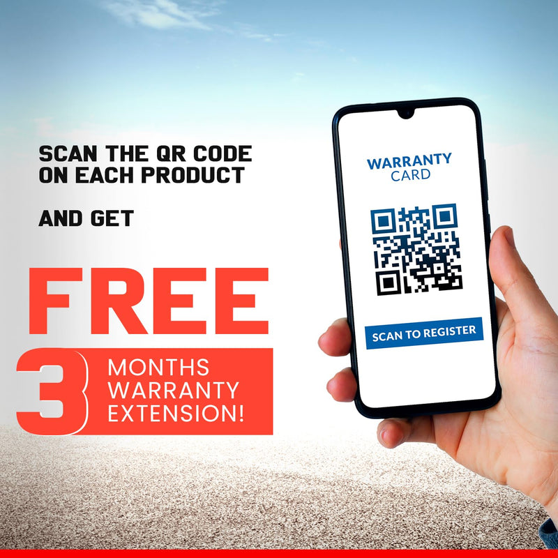 Hand holding smartphone showing QR code for free 3 months warranty on Maruti Alto Car Cover Waterproof