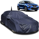 Blue car body cover designed for Maruti Baleno protecting vehicle from dust and weather