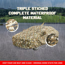 Maruti Baleno Car Cover in camouflage design with triple stitched waterproof material protecting car in rain