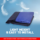 Folded Maruti Baleno Car Cover Waterproof lightweight and easy to install on blue background