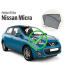 Autofact Vehicle specific Z Black Sunshades for Nissan Micra – UV Protection, Privacy & Heat Control (Set of 4)