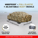 Camouflage Kia Sonet with Sonet Car Cover Waterproof car body cover showing full elastic fit and heavy buckle