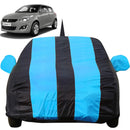 Swift Car Cover Waterproof for Maruti Swift Old Model in black and blue stripes protecting the car