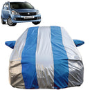 Maruti Wagonr covered with blue and silver striped Wagonr Car Cover Waterproof protecting the vehicle